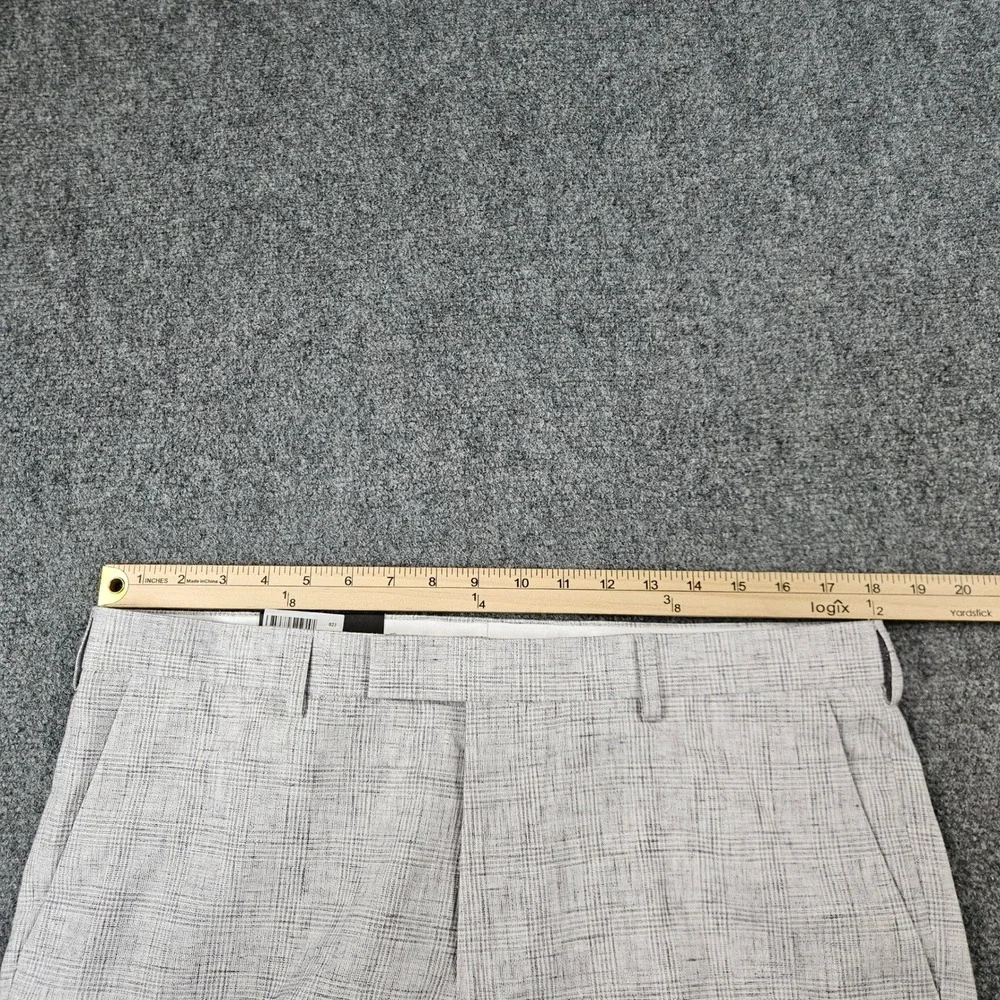 Moss London Slim Fit Trousers Grey Glen Check Dress Pants 36R NWT